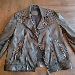 AllSaints Conroy Leather Jacket Size L Excellent Condition